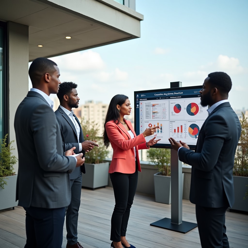 Équipe collaborant sur une analyse stratégique